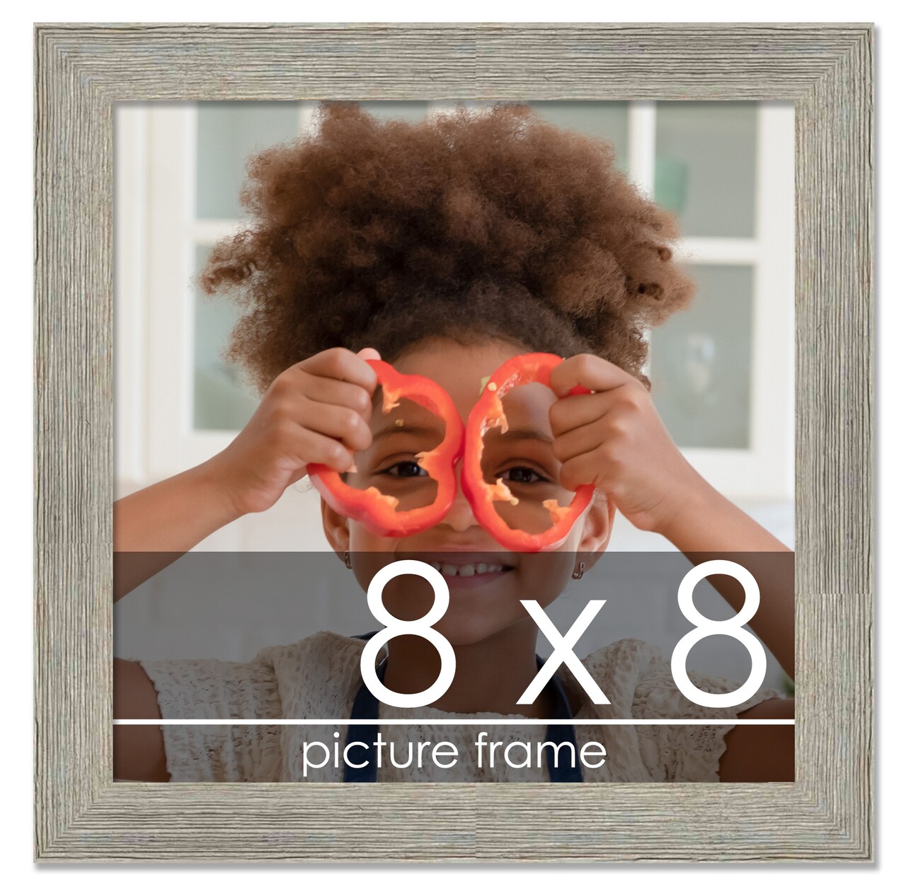8x8 Wide Barnwood Picture Frame with UV-Resistant Acrylic & Acid Free Backing, Available in 6 Paint Finishes - Grey, Brown, White, and Black